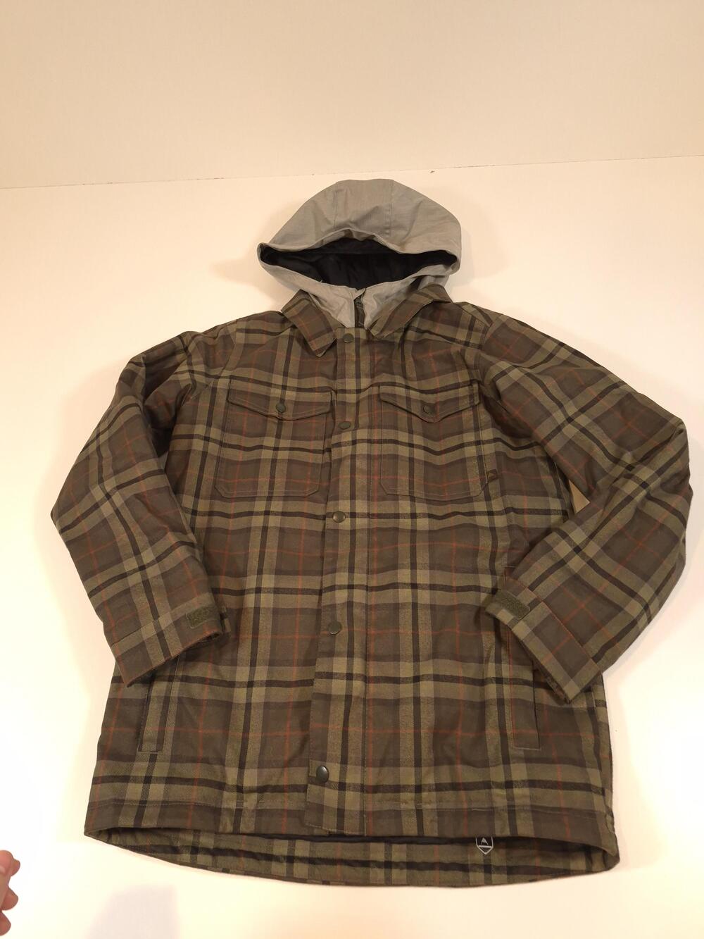Burton Jacket Boys XL Brown Plaid DRYRIDE Uproar Hooded Ski Snowboard Winter
